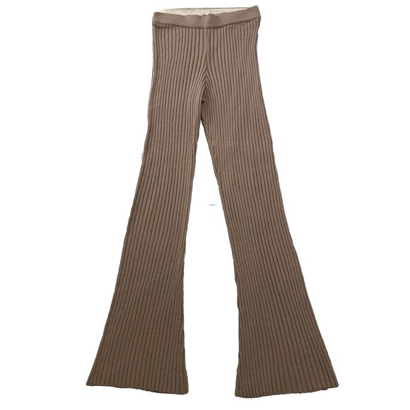 ASOS Design Pants Women 6 Tall Brown Knit Stretch High Rise Flare Ribbed Sweater - Picture 1 of 16